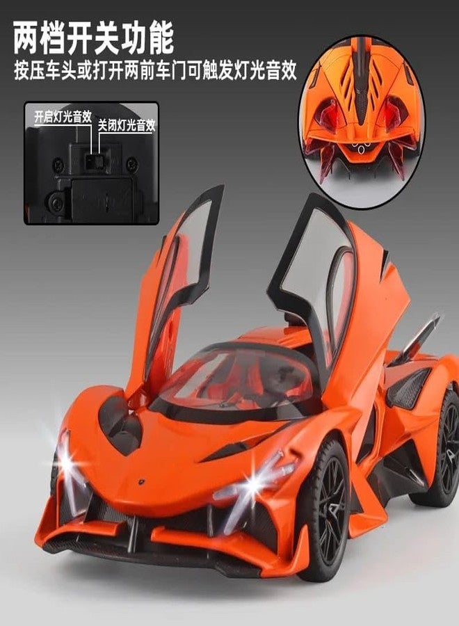 KING FORU 1:24 Scale Exclusive Alloy Metal Pull Back Die-cast Car Model with Sound Light Mini Auto Toy for Kids Metal Model Toy Car with Sound and Light (1.24 -Apollo Intensa -Orange) - Image 5